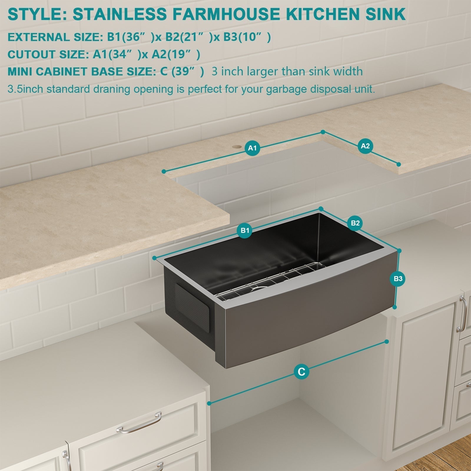 Lordear Stainless Steel Gunmetal Black Single Bowl Farmhouse Kitchen Sink  from Lordear