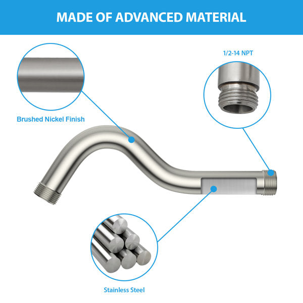Lordear 8" Stainless Steel Wall Mounted Extension Shower Arm  from Lordear