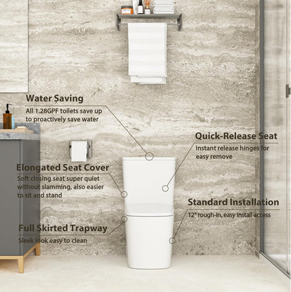 Lordear White Ceramic Elongated Floor One Piece Bidet Toilet with Comfortable Seat  from Lordear
