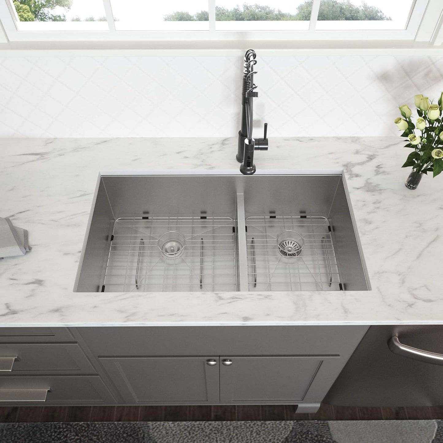 Lordear 28" Stainless Steel Double Bowl Undermount Low Divide Kitchen Sink  from Lordear