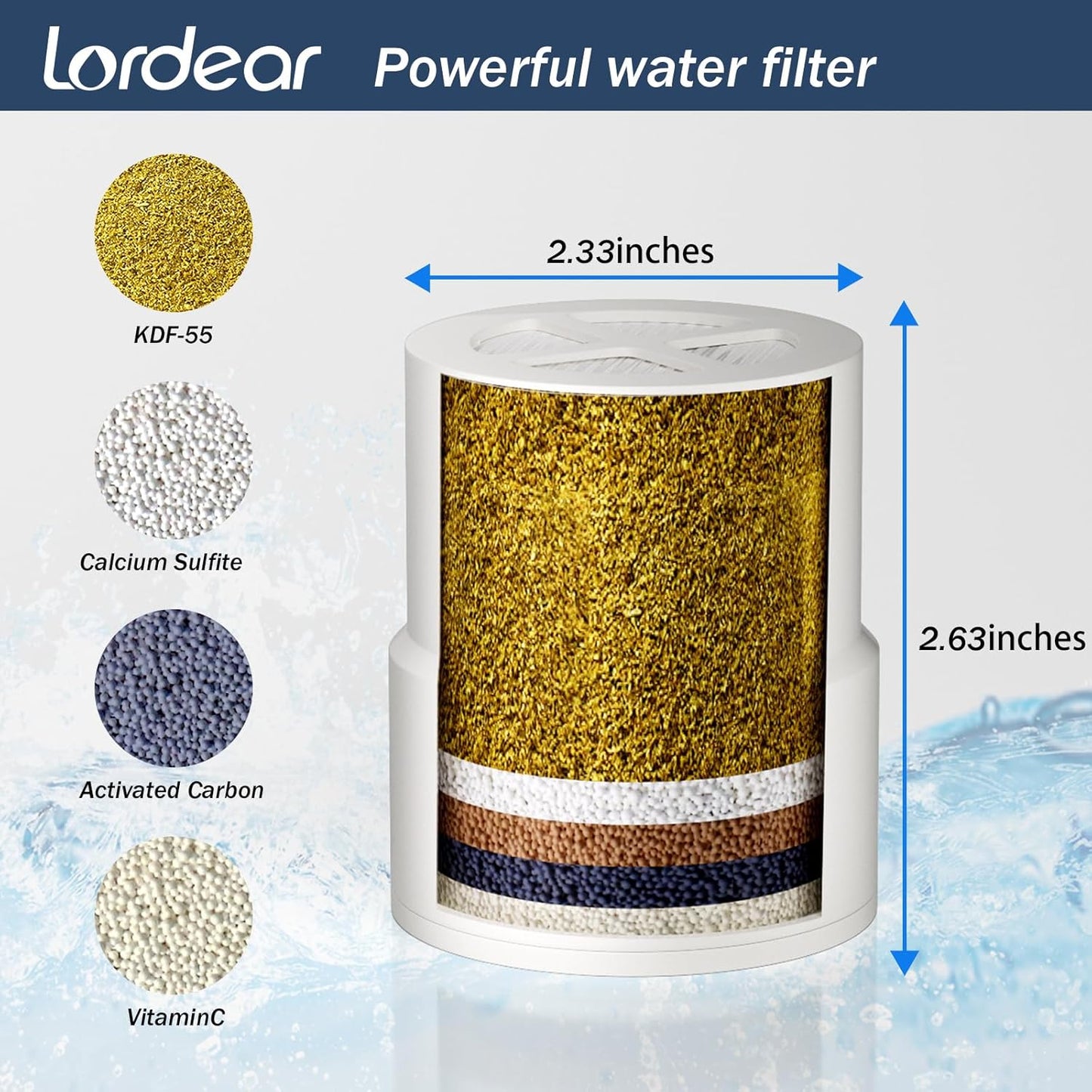 Lordear 8" Stainless Steel Square Wall Mounted Waterfall High Pressure Filtered Shower Head  from Lordear