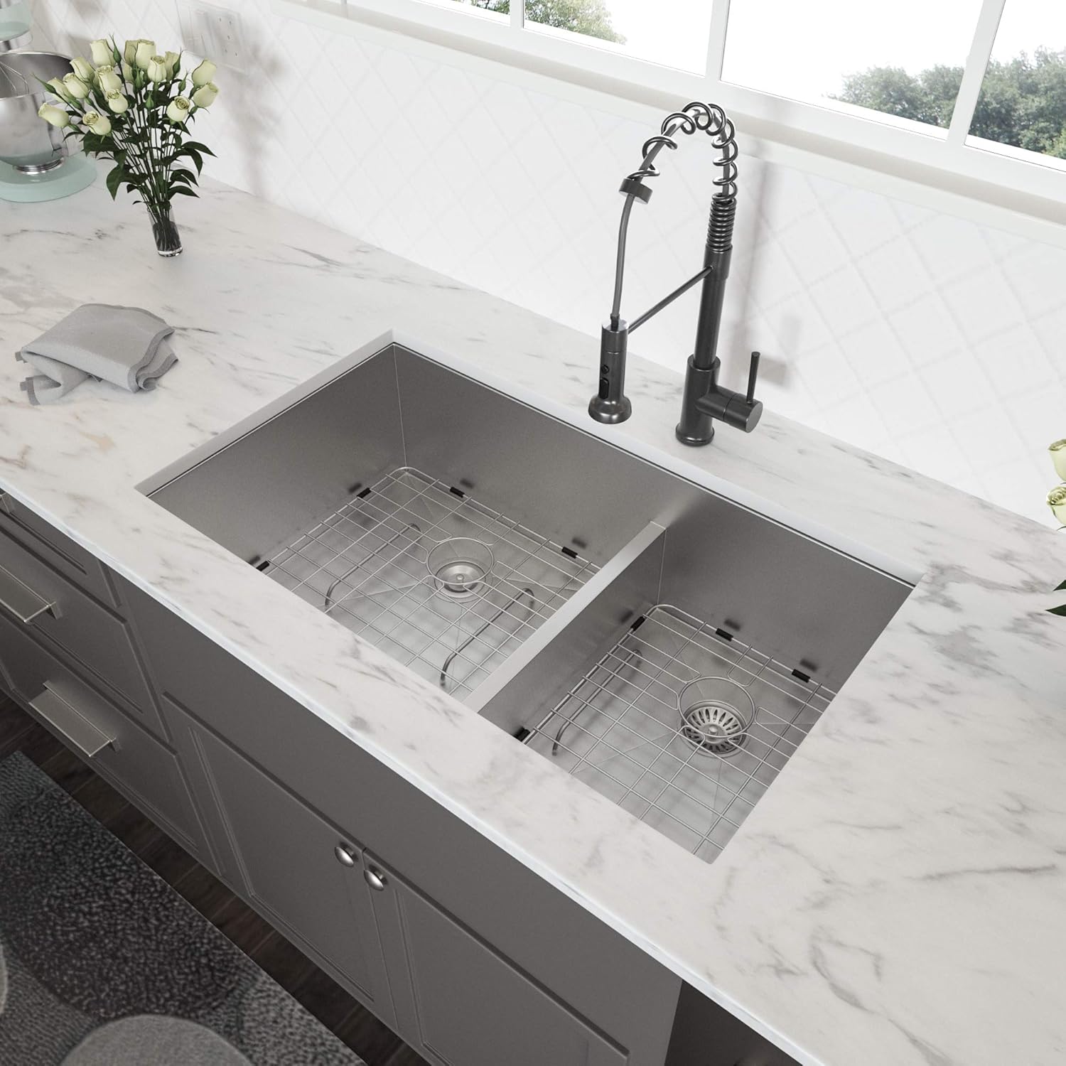 Lordear 28" Stainless Steel Double Bowl Undermount Low Divide Kitchen Sink  from Lordear