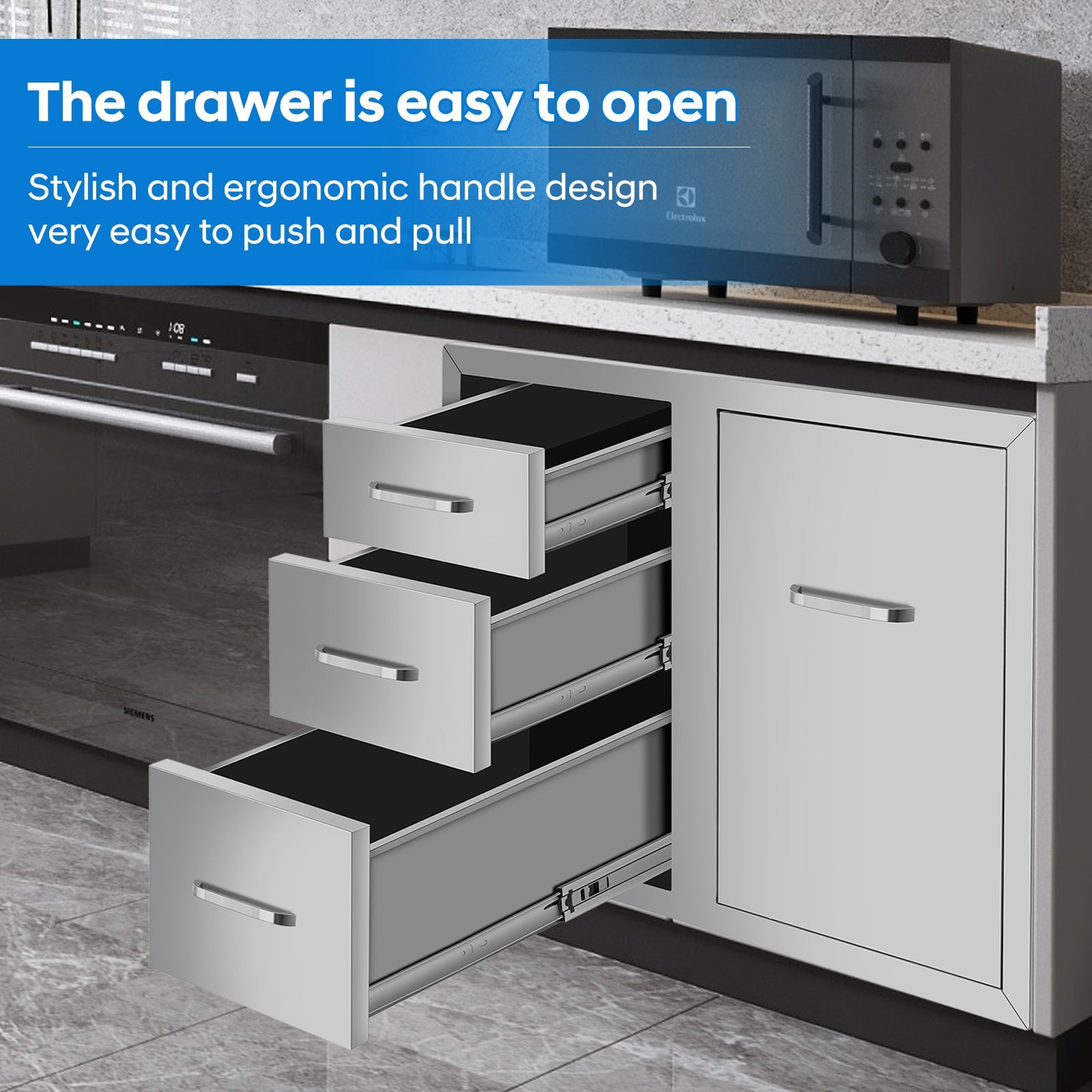 Drawer cabinets for outdoor kitchens or courtyards with trash can holder  from Lordear