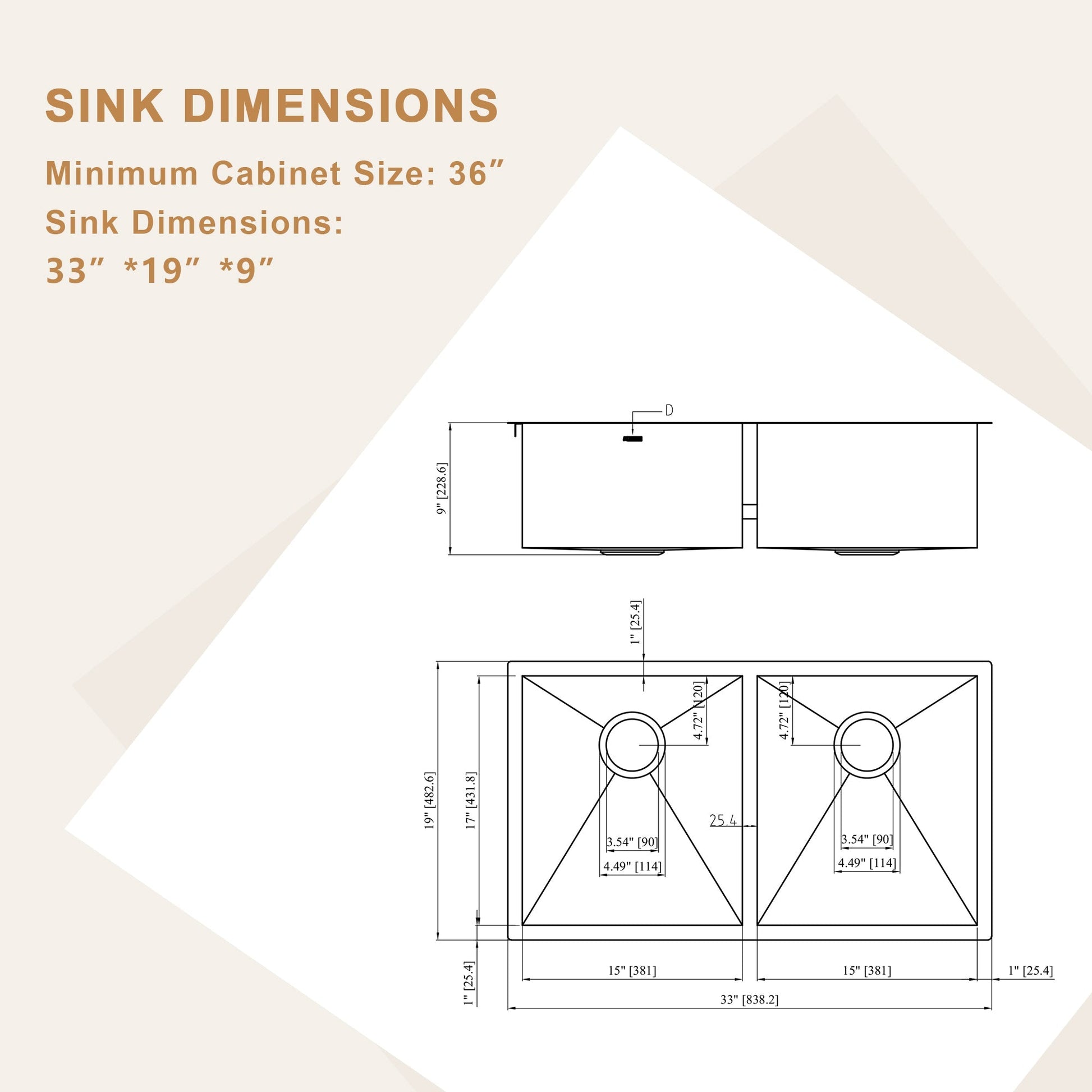 Lordear 33" Stainless Steel Double Bowl Undermount Kitchen Sink  from Lordear