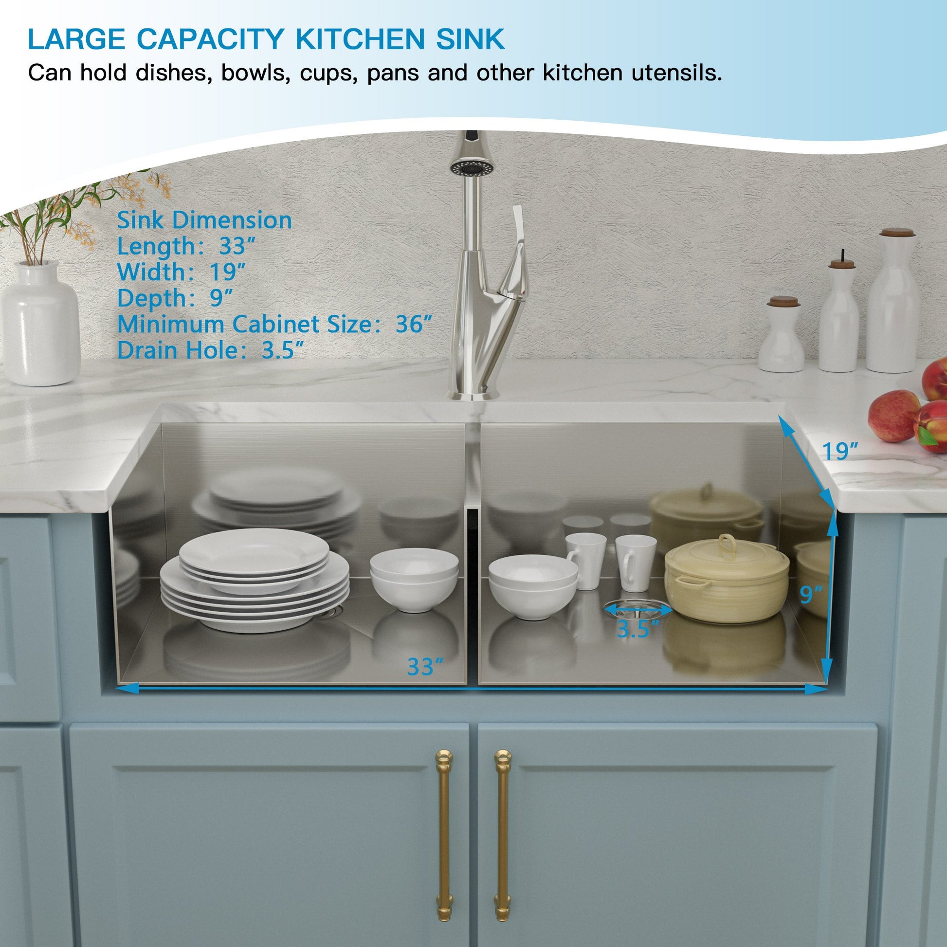 Lordear 32" Stainless Steel Undermount 50/50 Double Bowl Kitchen Sink  from Lordear