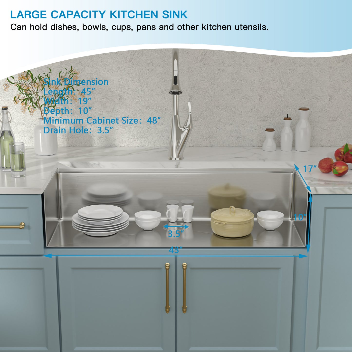 Lordear 45" Stainless Steel Undermount Single Bowl Workstation Kitchen Sink  from Lordear