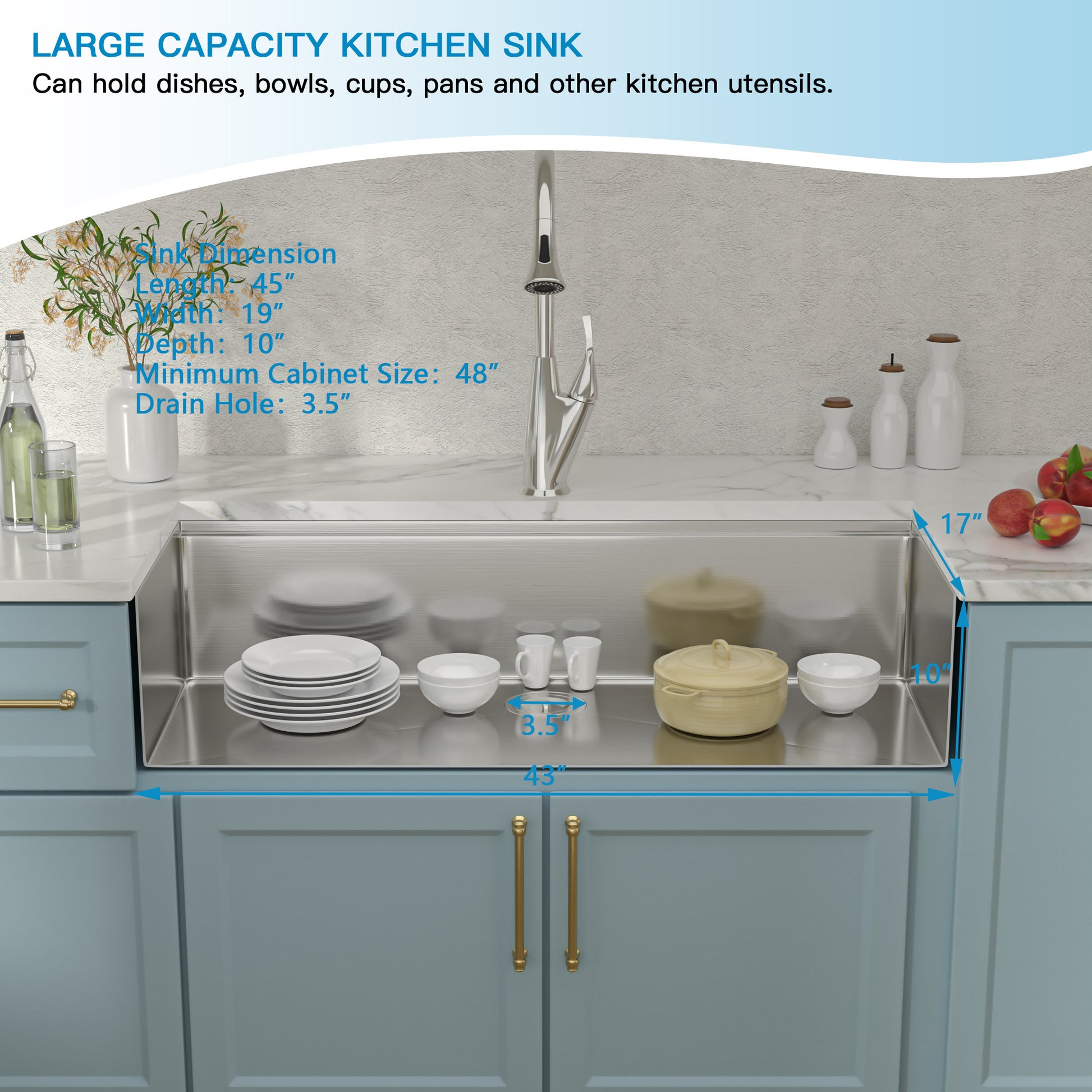 Lordear 45" Stainless Steel Undermount Single Bowl Workstation Kitchen Sink  from Lordear