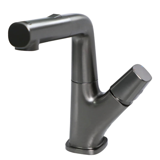Bathroom Faucet with Pull Down Sprayer Stainless Steel Bathroom Pull Out Faucet with 3 Modes 360¡ã Rotating to Switch Mode-Gunmetal Black  from Lordear