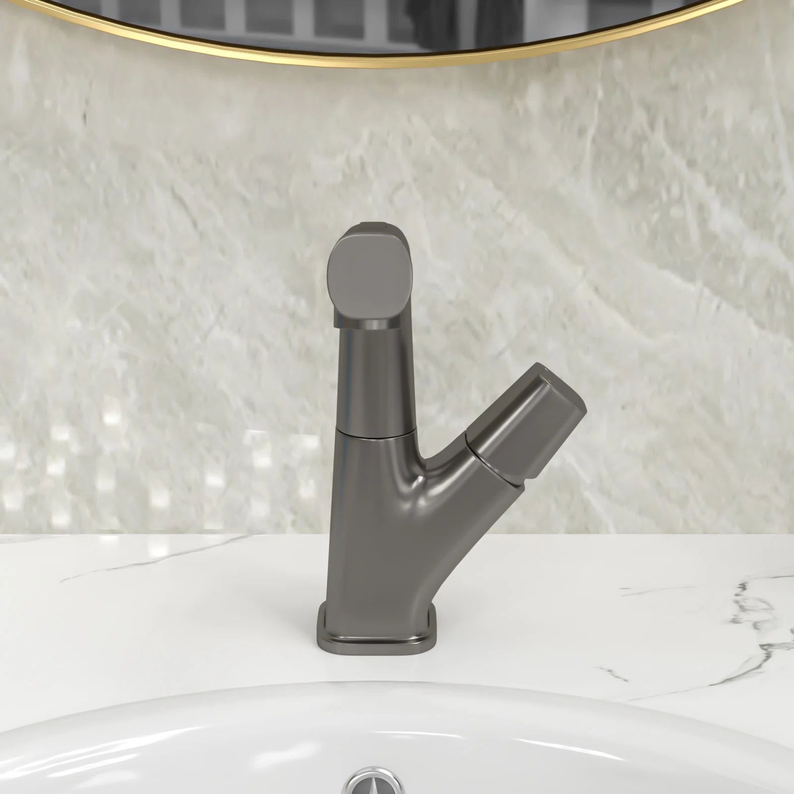 Bathroom Faucet with Pull Down Sprayer Stainless Steel Bathroom Pull Out Faucet with 3 Modes 360¡ã Rotating to Switch Mode-Gunmetal Black  from Lordear
