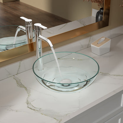 Lordear 14" x 14" Clear Tempered Glass Vessel Bathroom Sink with Pop-up Drain  from Lordear