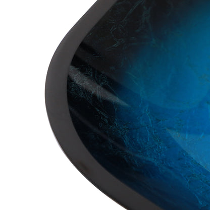 Lordear 16" L x 16" W Tempered Glass Blue Vessel Bathroom Sink with Pop-up Drain  from Lordear