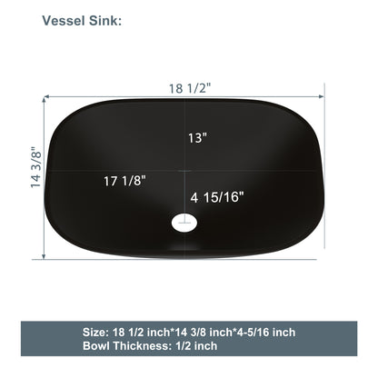 Lordear Tempered Glass Rectangular Matte Black Vessel Bathroom Sink with Faucet and Drain  from Lordear