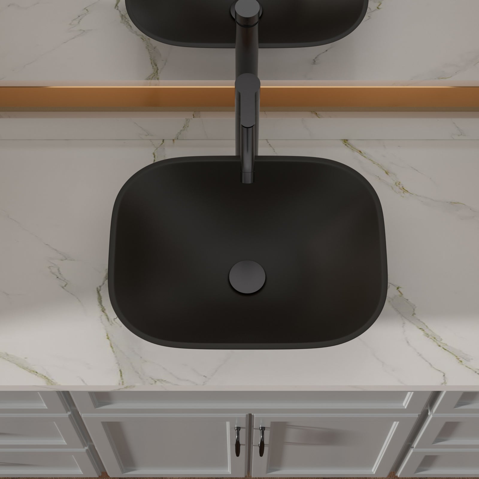 Lordear Tempered Glass Rectangular Matte Black Vessel Bathroom Sink with Faucet and Drain  from Lordear
