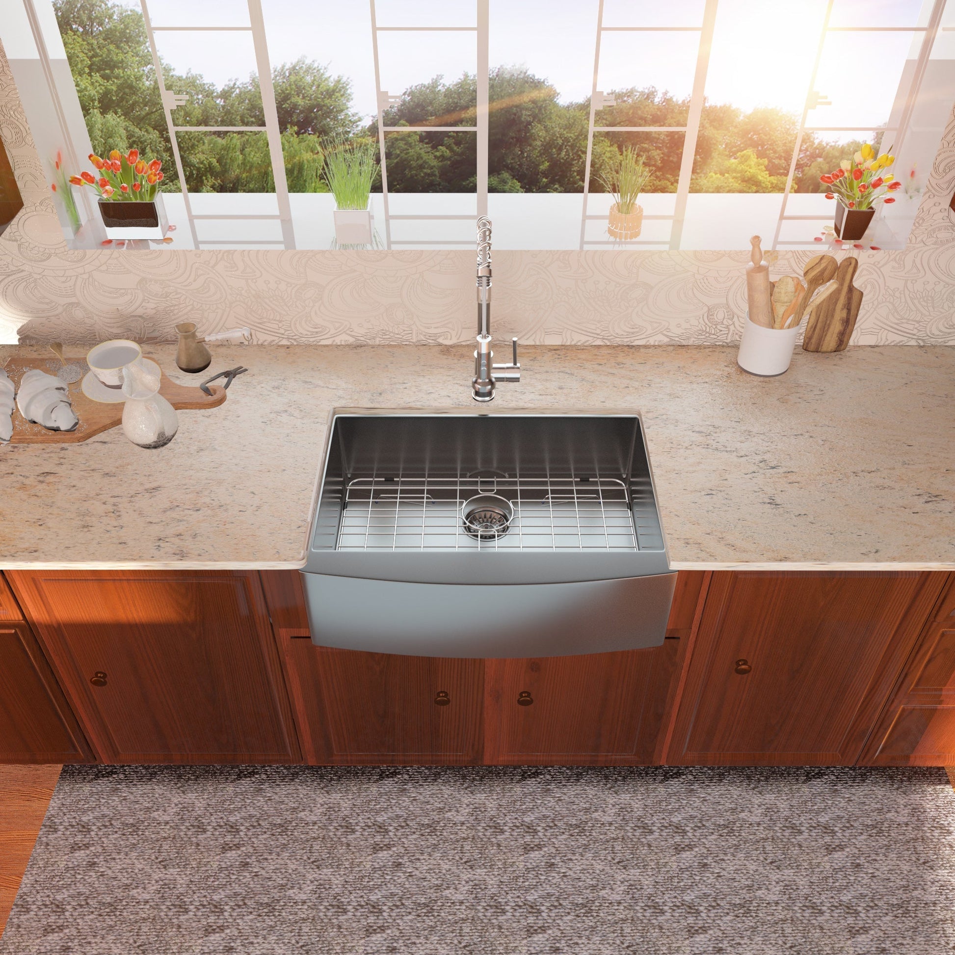 Lordear 24" x 21" Stainless Steel Gunmetal Black Apron Front Farmhouse Kitchen Sink  from Lordear