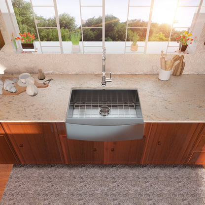 Lordear 24" x 21" Stainless Steel Gunmetal Black Apron Front Farmhouse Kitchen Sink  from Lordear