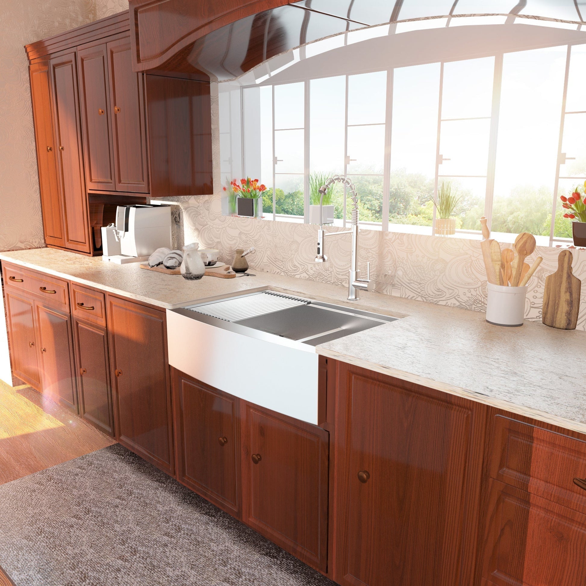 Lordear 33" x 22" Stainless Steel Apron Front Double Bowl Workstation Kitchen Sink  from Lordear
