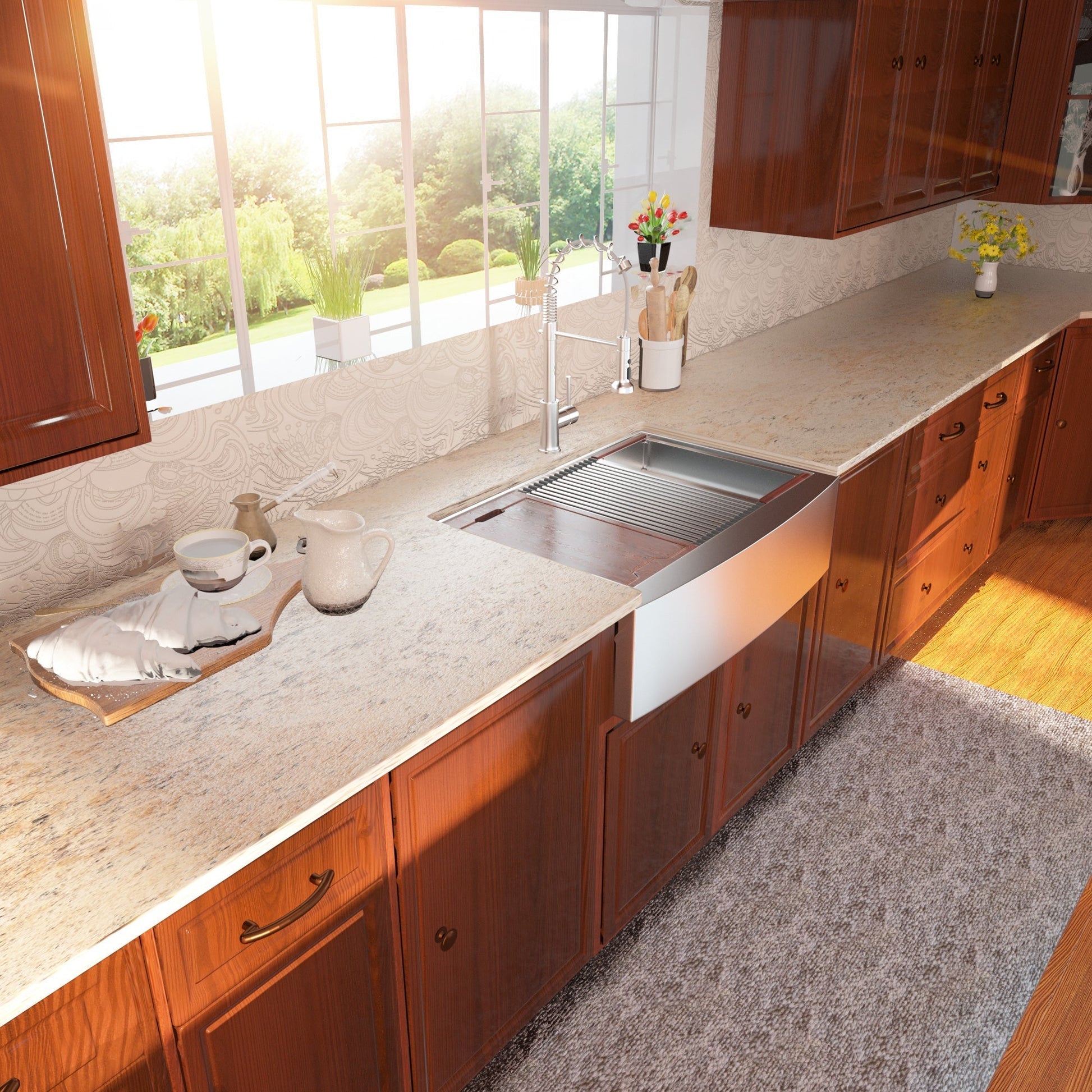 Lordear 33" x 22" Stainless Steel Apron Front Double Bowl Workstation Kitchen Sink  from Lordear