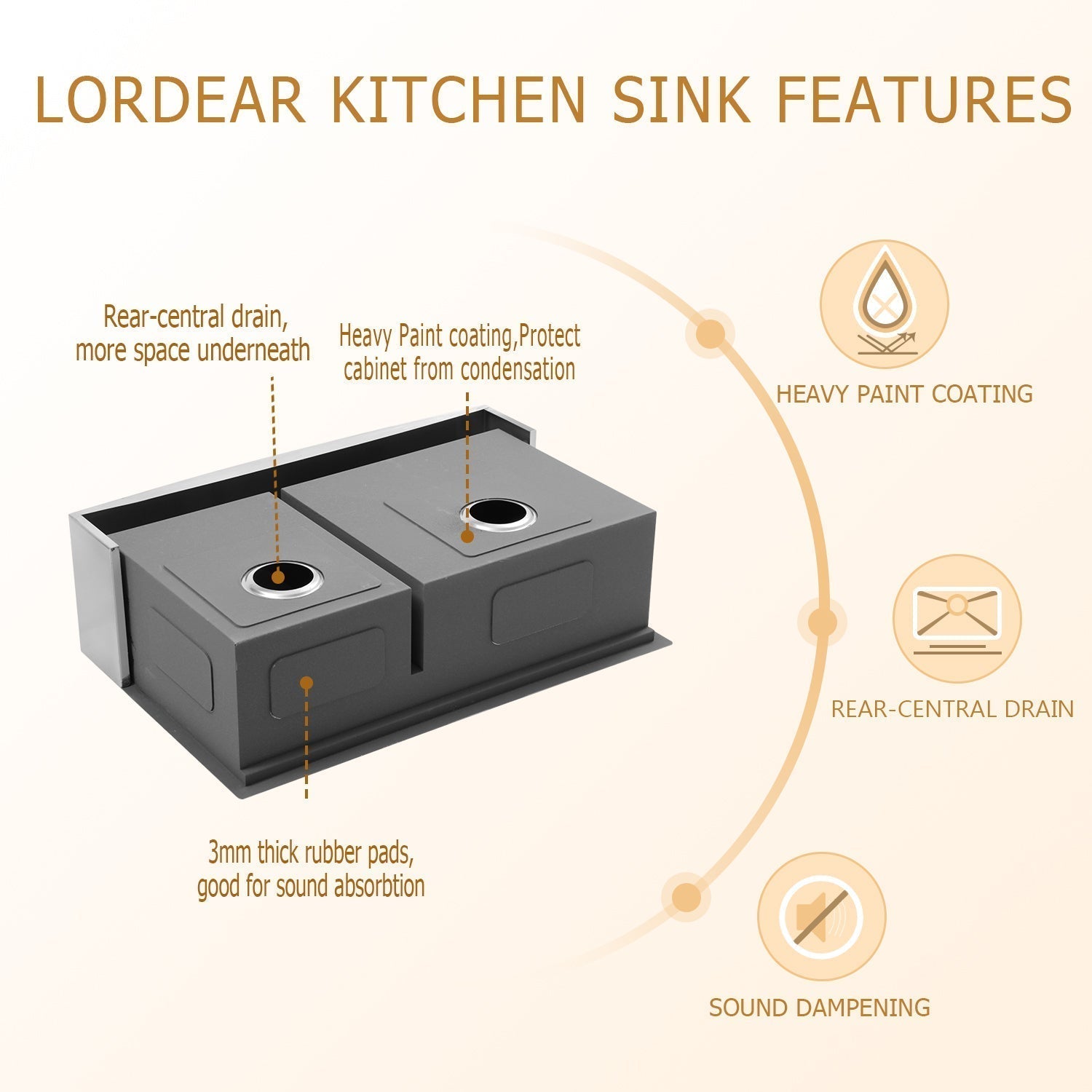 Lordear 33" x 22" Stainless Steel Apron Front Double Bowl Workstation Kitchen Sink  from Lordear