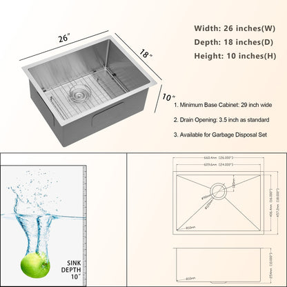 Lordear Stainless Steel Undermount Single Bowl Kitchen Sink  from Lordear