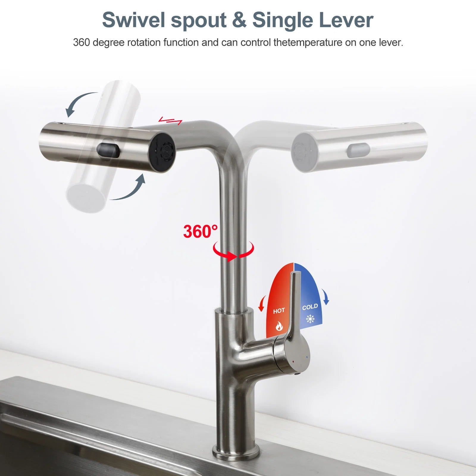 Lordear Stainless Steel Four-Function Pull-Down Sprayer Kitchen Faucet  from Lordear