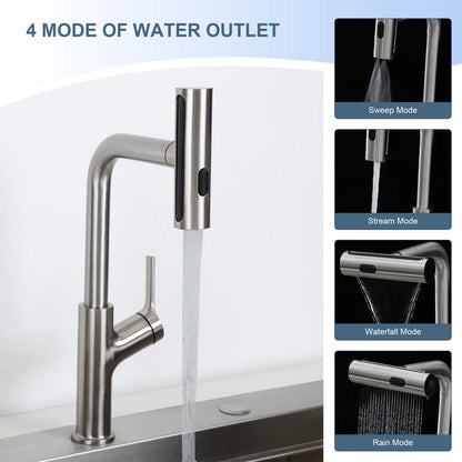 Lordear Stainless Steel Four-Function Pull-Down Sprayer Kitchen Faucet  from Lordear