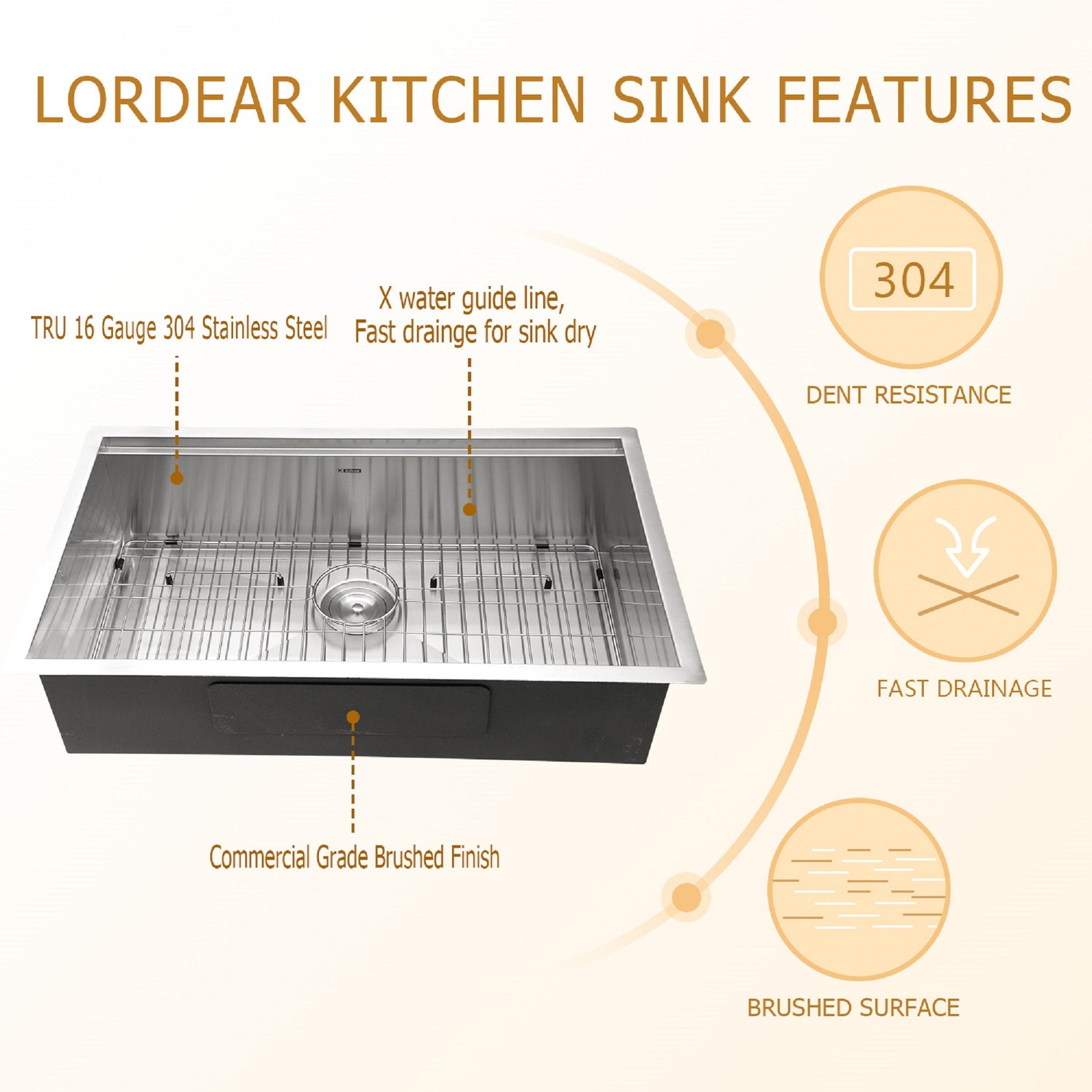 Lordear 27" Stainless Steel Single Bowl Workstation Kitchen Sink with Accessories  from Lordear