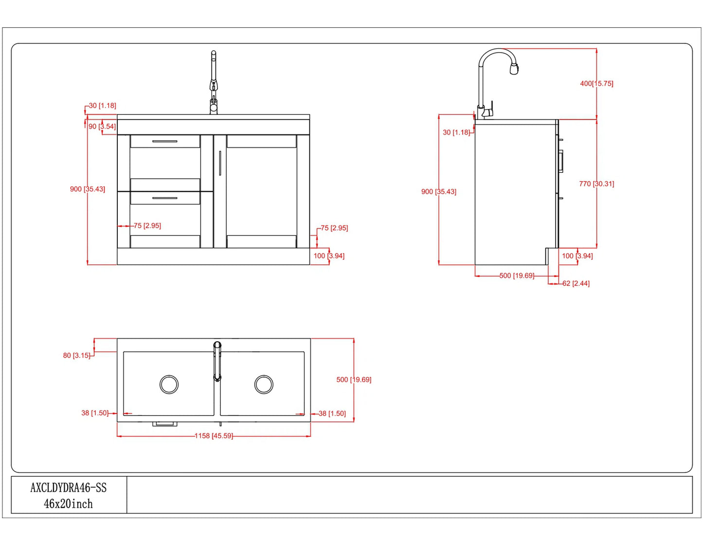 Modern Wide Shaker All-in-One 46-inch  Laundry Utility Sink & Cabinet in Pure White  from Lordear