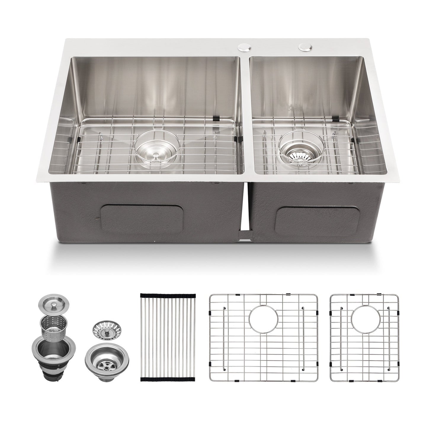 Lordear 33" Stainless Steel Drop-in Double Bowl Kitchen Sink  from Lordear