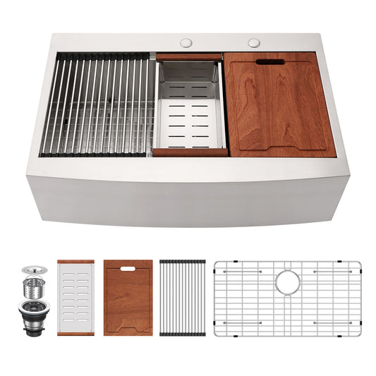 Lordear 33" Stainless Steel Topmount Single Bowl Farmhouse Workstation Kitchen Sink  from Lordear