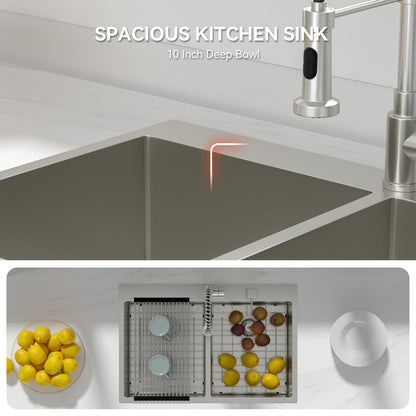 Lordear 33" Stainless Steel Drop-in Double Bowl Kitchen Sink  from Lordear