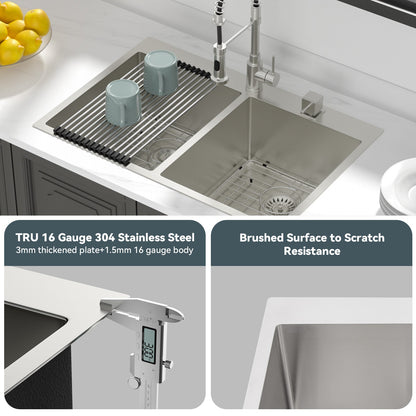 Lordear 33" Stainless Steel Drop-in Double Bowl Kitchen Sink  from Lordear