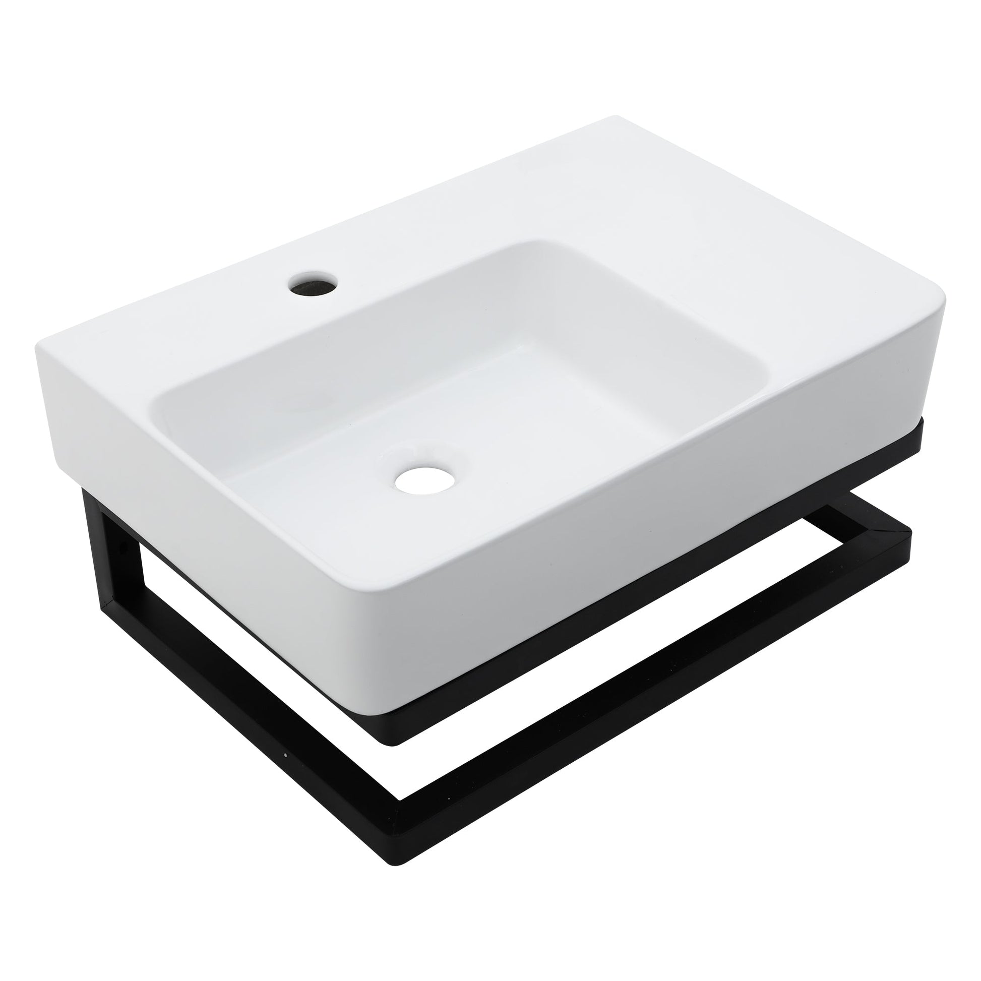 Lordear 23.25" x 16.5" White Ceramic Wall Mounted Bathroom Sink with Towel Rack  from Lordear