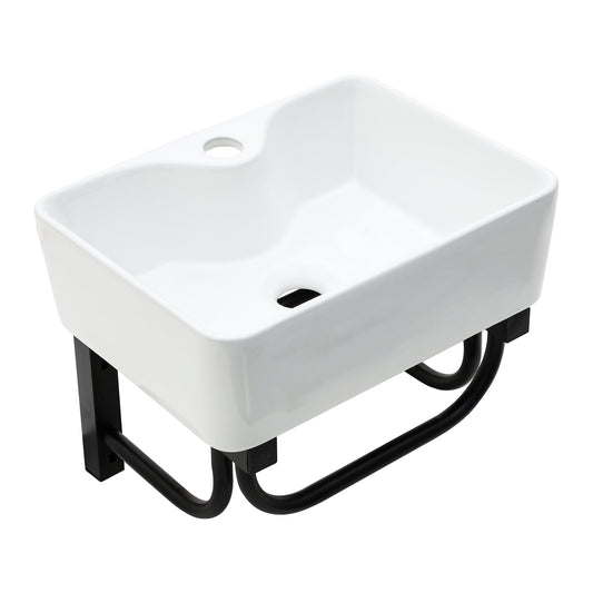 Lordear 16" x 12" White Ceramic Wall Mounted Bathroom Sink with Towel Rack  from Lordear