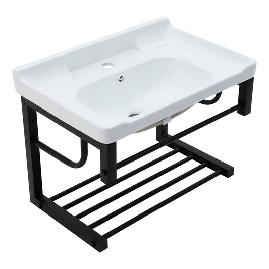 Lordear 23.75" x 15.75" White Ceramic Wall Mounted Bathroom Sink with Towel Rack  from Lordear