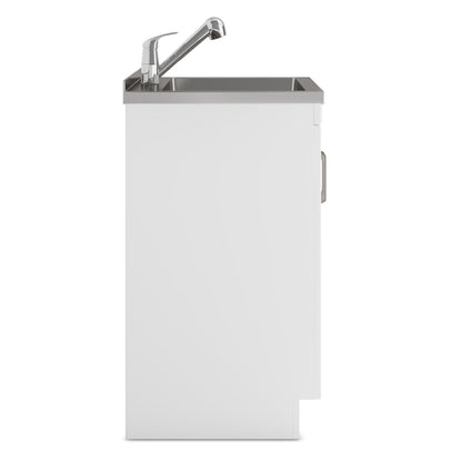 24" Laundry Cabinet with Faucet and Stainless Steel Sink - White  from Lordear