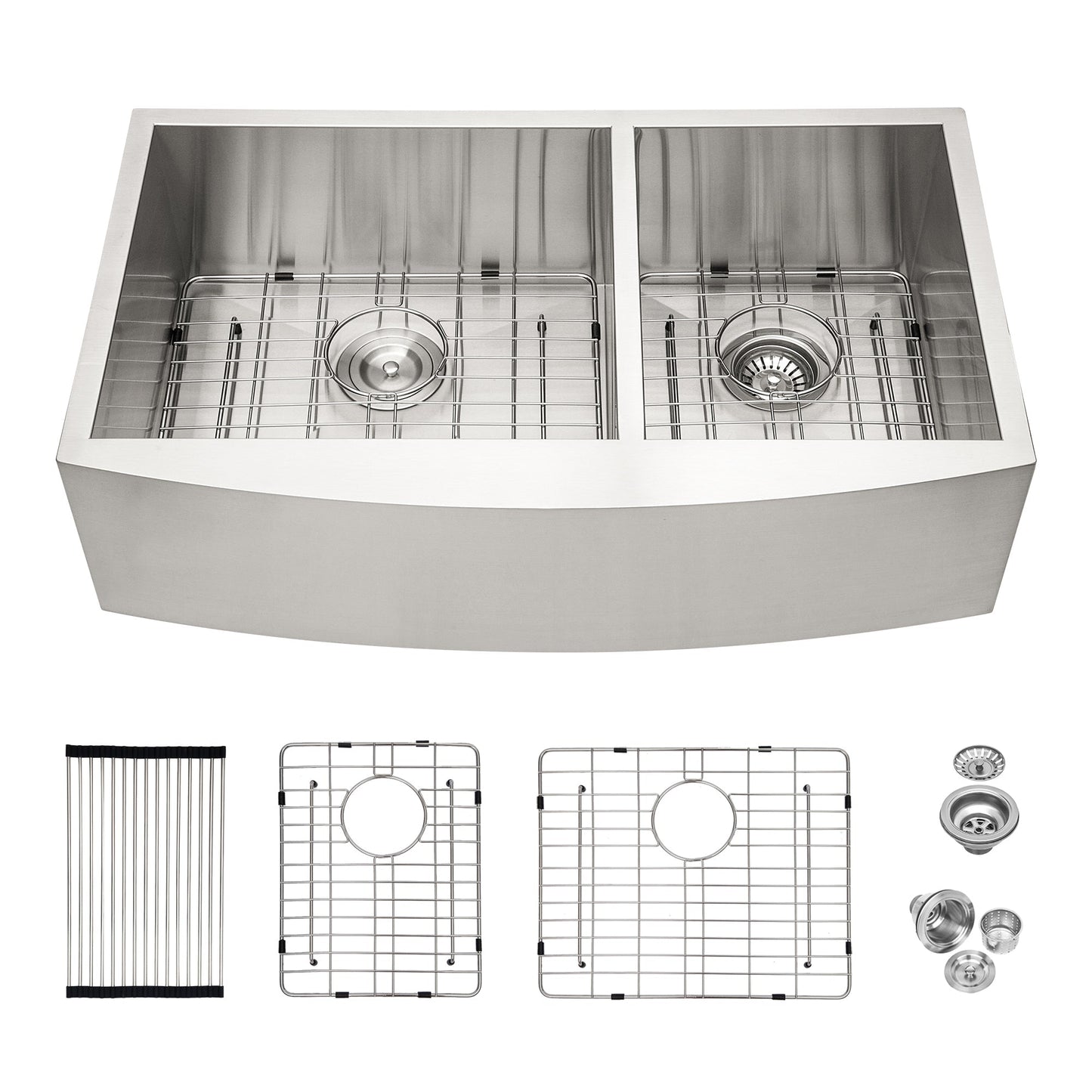 33 Inch Double Farmhouse Sink - Lordear Apon Front Kitchen Farm Sink 18 Gauge Stainless Steel Farmhouse Sink 33x20x9 Inch Double Bowl 60/40 Kitchen Sink  from Lordear