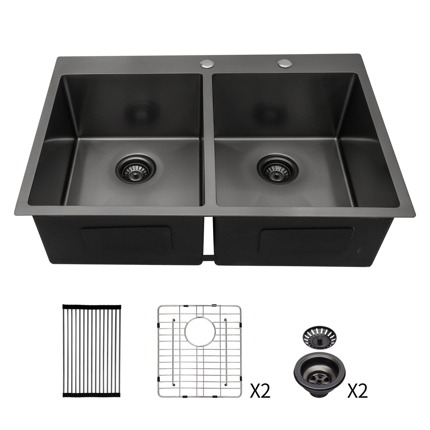 33 Kitchen Sink - Lordear 33 Inch Kitchen Sink Drop-in Topmount Double Bowl 50/50 Sink 16 Gauge R10 Tight Radius Stainless Steel Drop Kitchen Sink  from Lordear