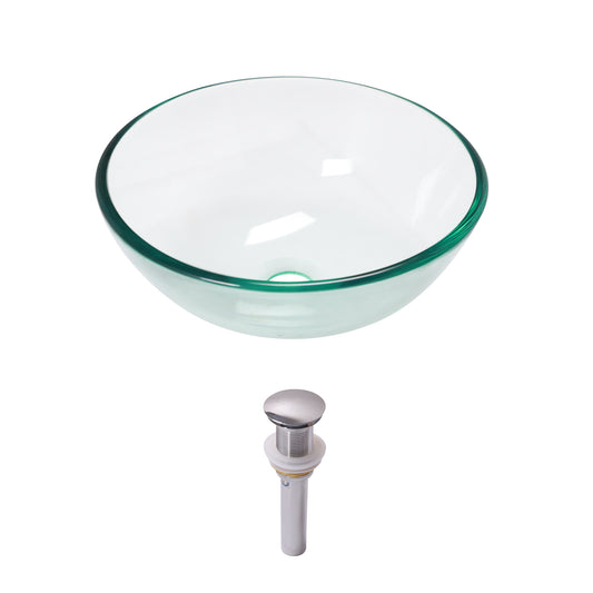 Lordear 14" x 14" Clear Tempered Glass Vessel Bathroom Sink with Pop-up Drain  from Lordear