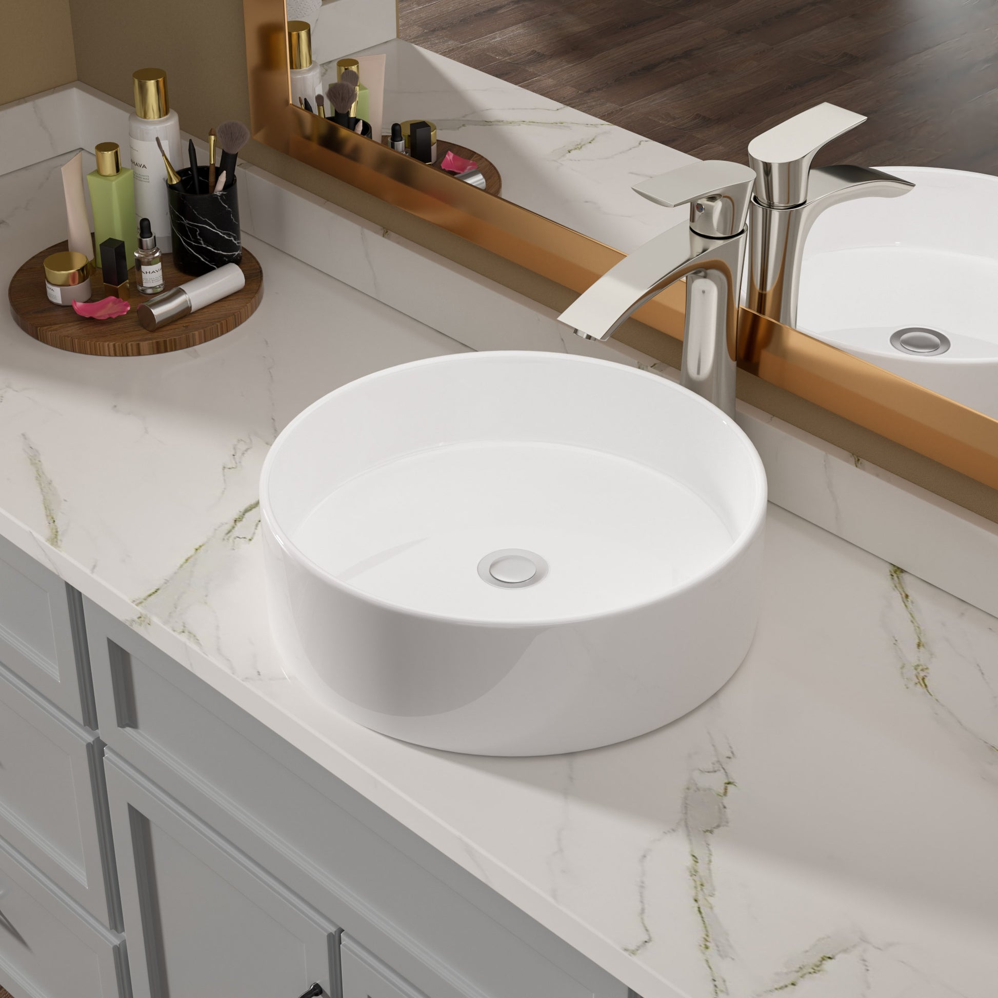 Lordear 16'' x 16'' Ceramic Topmount Round Vessel Bathroom Sink  from Lordear