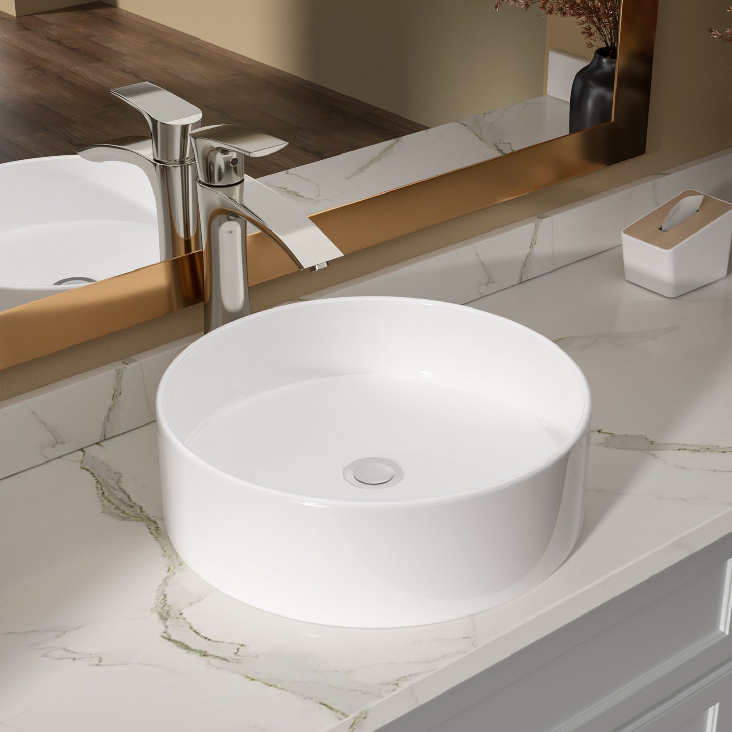 Lordear 16'' x 16'' Ceramic Topmount Round Vessel Bathroom Sink  from Lordear