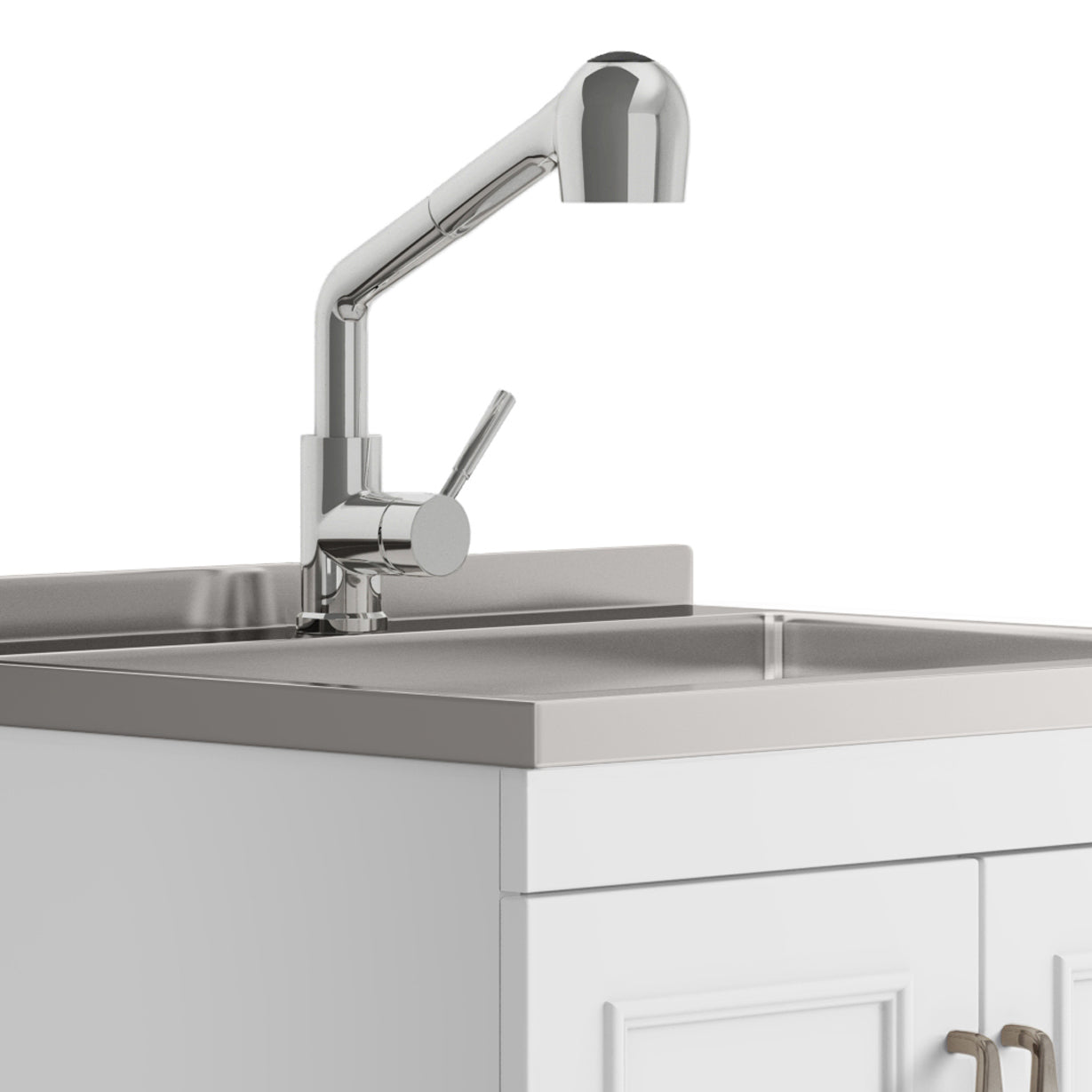 24-inch All-in-One Laundry Utility Sink & Cabinet in Pure White with Faucet  from Lordear