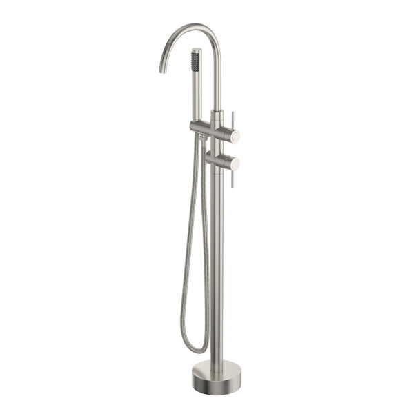 Lordear Freestanding Bathtub Faucet Floor Mount High Flow Tub Filler with Swivel Gooseneck Spout and Handheld Shower  from Lordear
