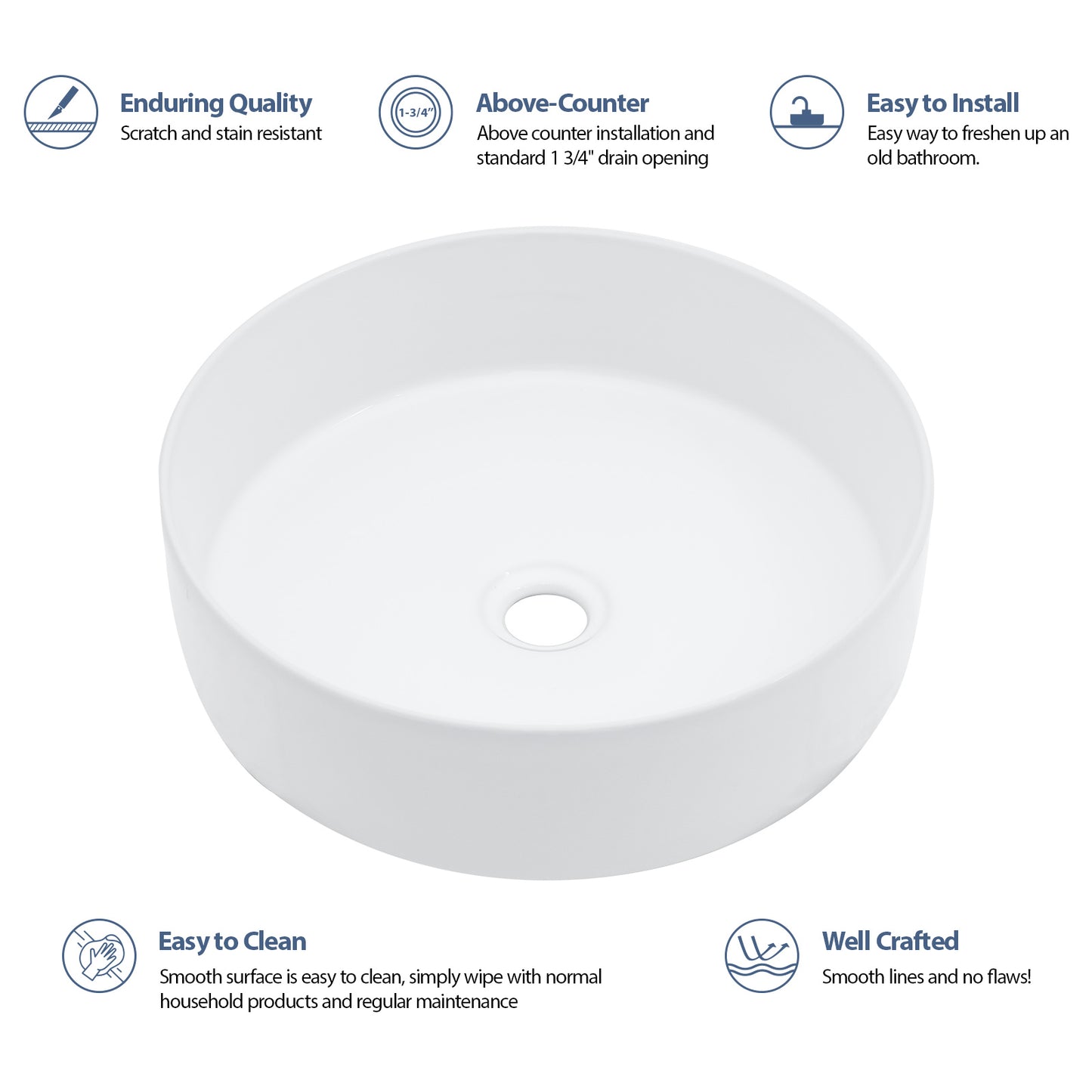 Lordear 16'' x 16'' Ceramic Topmount Round Vessel Bathroom Sink  from Lordear