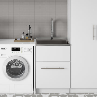 24"/28" Laundry Cabinet with Faucet and Stainless Steel Sink - White  from Lordear