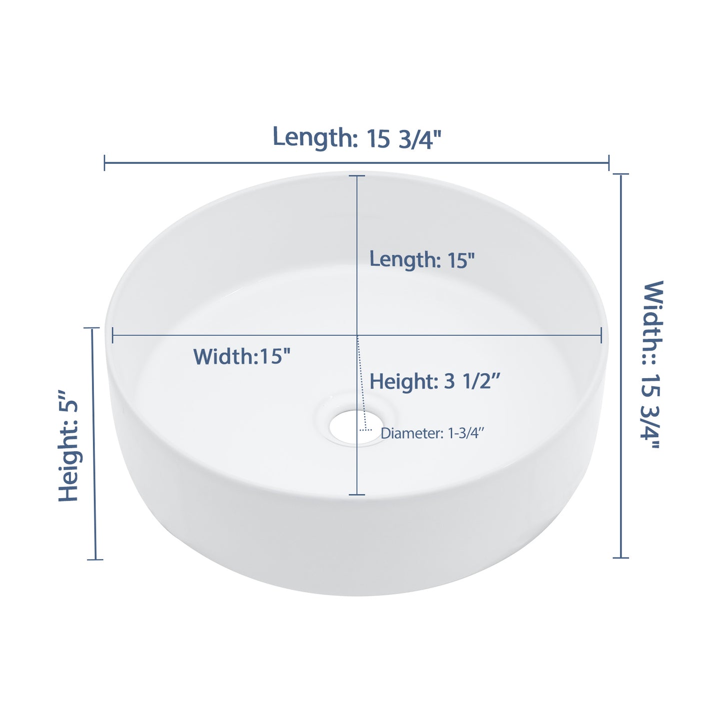 Lordear 16'' x 16'' Ceramic Topmount Round Vessel Bathroom Sink  from Lordear