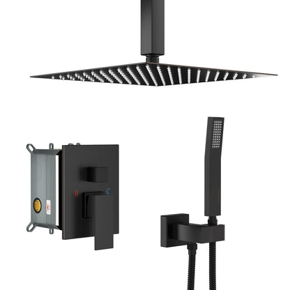 Lordear 10 Inch Ceiling Mounted Shower Faucet Set with High Pressure Shower Head and Handheld in Oil Rubbed Bronze Finish  from Lordear
