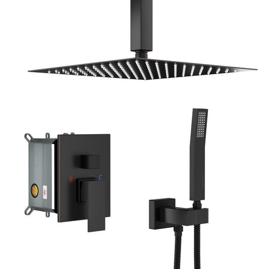 Lordear 10 Inch Ceiling Mounted Shower Faucet Set with High Pressure Shower Head and Handheld in Oil Rubbed Bronze Finish  from Lordear