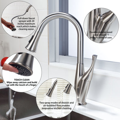 Lordear Stainless Steel Flower Vase Shape Pull-Down Kitchen Faucet  from Lordear