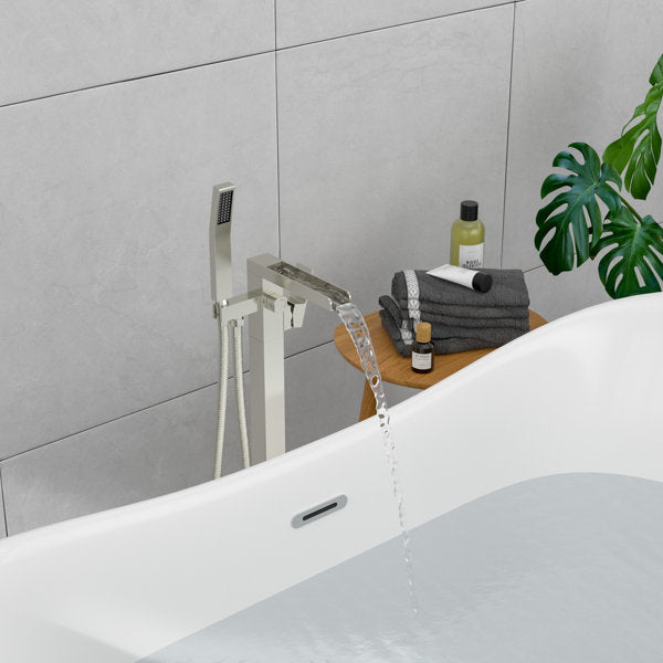 Lordear Freestanding Bathtub Faucet Waterfall Tub Filler Floor Mount Brass Bathroom Faucets with Hand Shower  from Lordear