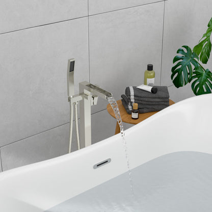 Lordear Freestanding Bathtub Faucet Waterfall Tub Filler Floor Mount Brass Bathroom Faucets with Hand Shower  from Lordear